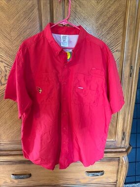 Pro Edge Men's Red Short-Sleeve Button-Down Work Shirt size XL